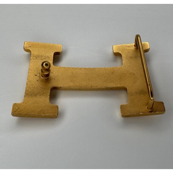 HERMES Gold H Reversible Black and Tan Leather Belt 85 Made in France - Picture 7 of 13